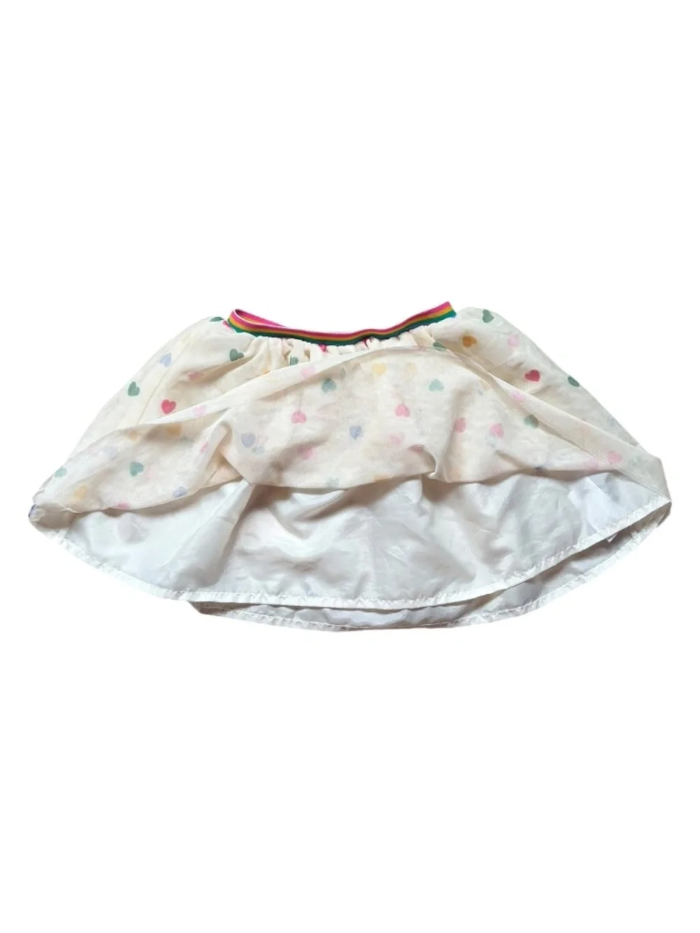 Old Navy Girls 4T Heart Print Tulle Tutu Skirt Rainbow Waistband